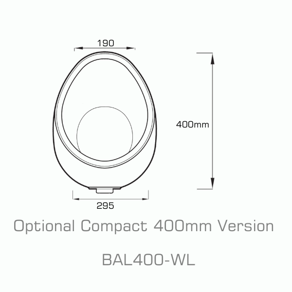 Exposed Urinal Suitable for Retrofit Waterless conversion Kits